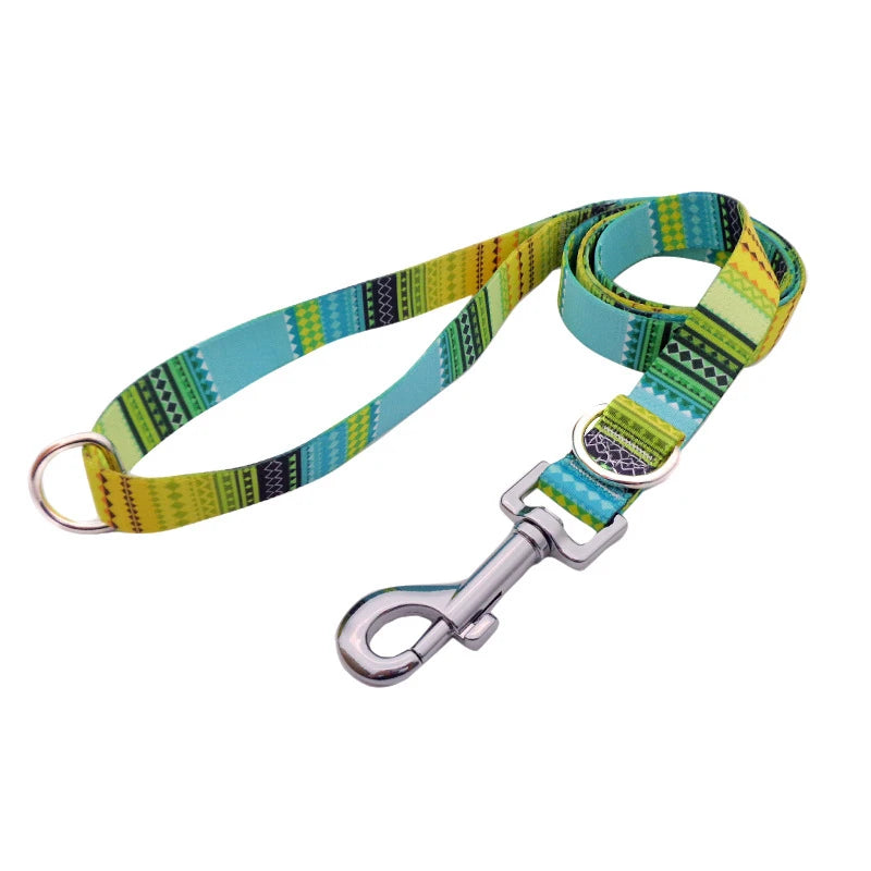 Geometry Color Pet Dog Leash Anti-Lost Durable Collar Kit Personalized 120cm Dog Chain Medium Puppy Pet Accessories for Husky