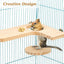4 Pieces Hamster Wood Platform Set Wood Round Station Board L-shaped Round Hole Standing Platform Hamster Cage Accessories