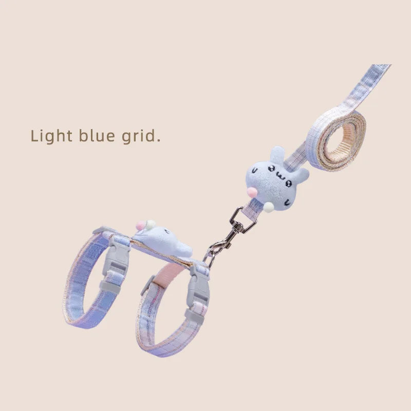 Cartoon Nylon Pet Dog Collar Accessories Anti Break Cat Small Puppy H-Shaped Harness Leash Set Travel Chihuahua Pet Accessories