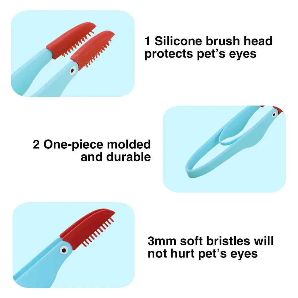 Dog Tear Stain Remover Comb Silicone Brush Head Pet Tear Stain Remover Comb With Anti-Slip Handle Multipurpose Dog Comb Durable