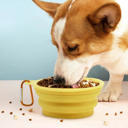 Collapsible Silicone Dog Food Water Bowl Cute Christmas Pet Bowl Outdoor Travel Portable Folding Supplies Dishes with Carabiner