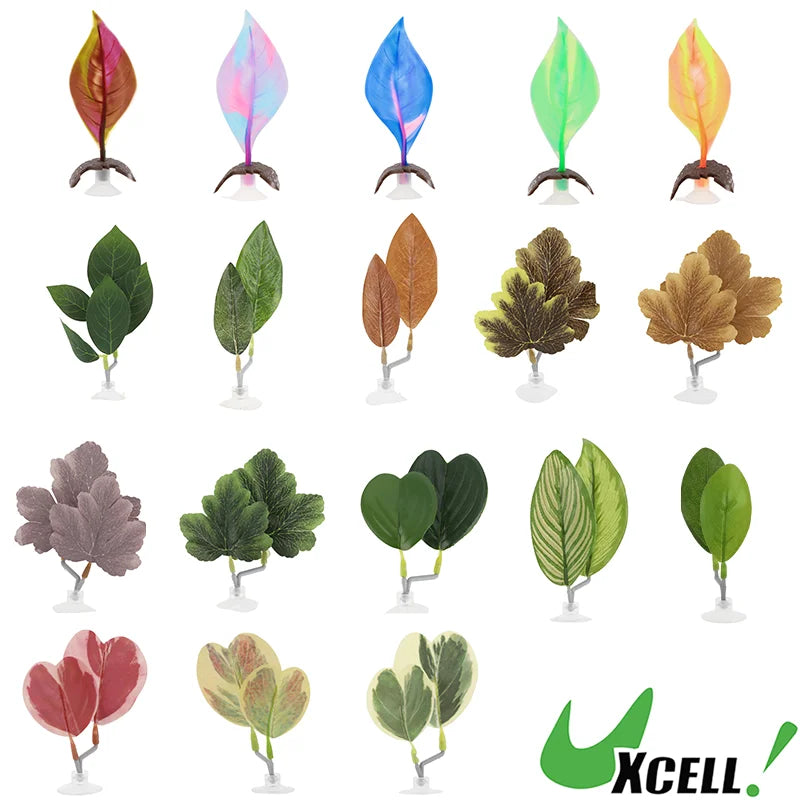 UXCELL Artificial Betta Fish Bed Simulation Betta Leaf Bed Betta Hammock Pad with Suction Cup Aquarium Decor Fish Supplies