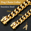 Gold Dog Chain Collar with Pendant A 15/19mm Wide Cuban Link Strong Stainless Steel Chew Proof Collar for Small Medium Large Dog