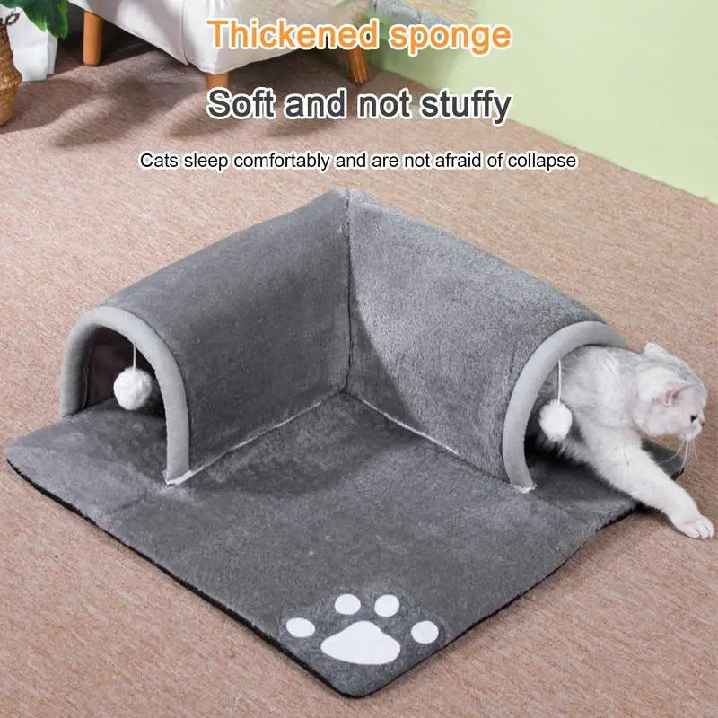 Cat Tunnel Bed Pet Cave Bed Tunnel Cat Tube Toy Removable Portable Cat Bed Play Tunnel And Mat For Cat Guinea Pigs Dog Rabbits