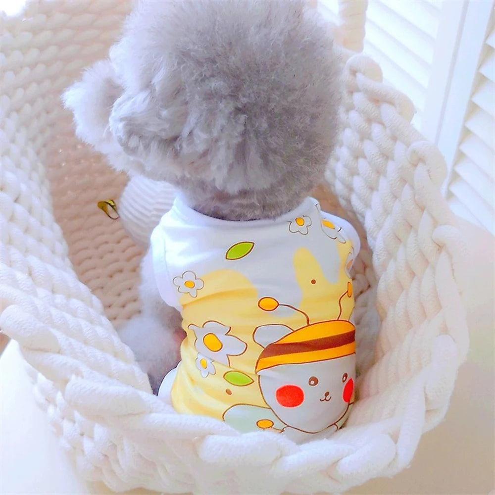 Cute Print Puppy Dog Vest Shirt Spring Summer Pet Clothes for Small Dogs Pomeranian Poodle Cat Shirts mascotas Clothing Apparel