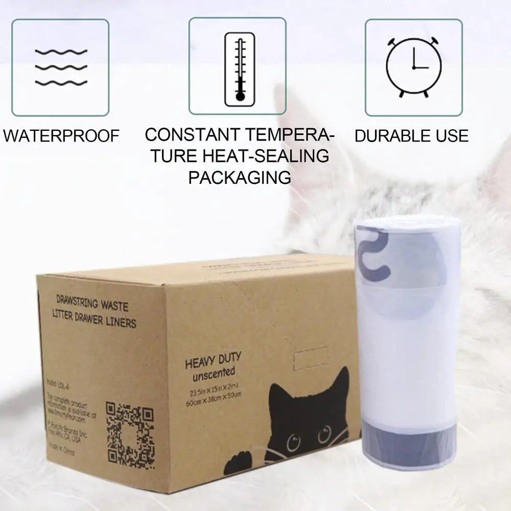 Automatic Cat Litter Box Self Cleaning Bag 25pcs Load-Bearing Thick Waste Bags For Cat Feces With Drawstring Cat Supplies For