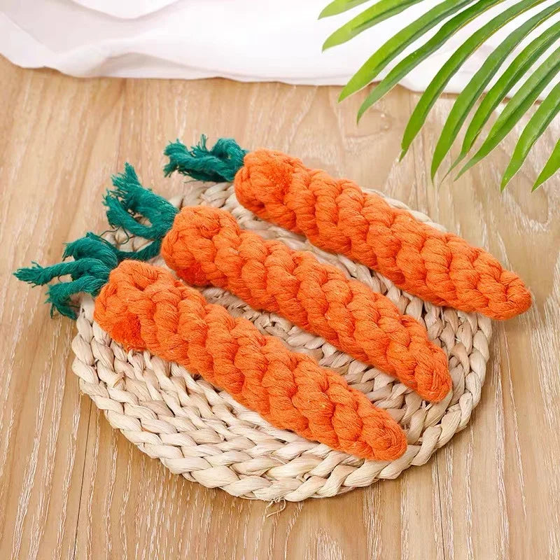 Dog Toy Carrot Knot Rope Ball Cotton Rope Durable Braided Chew Toy Puppy Cleaning Teeth Bite Resistant Pet Supplies Accessories