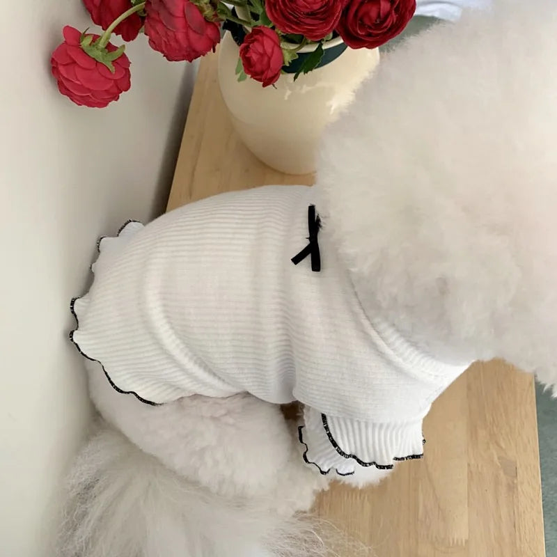 Cute Bow Dog Vest 2024 Dog Clothes Puppy Pullover Summer Pet Clothes Breathable Two-Legged Clothes Solid Color Cat Pet Products