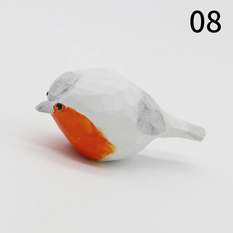 Wooden Bird Figurine Ornaments Handmade Carving Animals Miniature Crafts Art Decor Home Desktop Decoration Children Gifts
