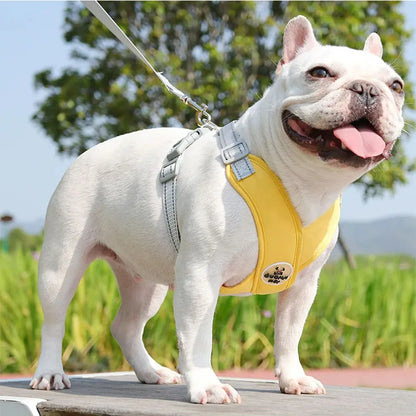 X Dog Harness and Leash Set Breathable Pet Chest Strap Reflective French Bulldog Vest Harness for Small Medium Dogs Puppy Collar