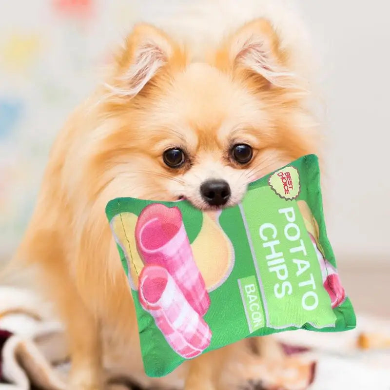 Dog Toy Potato Chip Bag Squeaky Snack Bag Dog Toy Molar Toy Snack Bag Dog Toy Interactive Plush Pet Toy Puppy Teething Toy