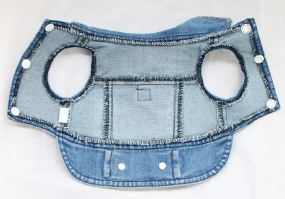 Dark Washed Dog Denim Jacket for Small Medium Dogs, Puppy Sleeveless Jeans Coat with D Ring Chihuahua Yorkie Clothes Pet Apparel