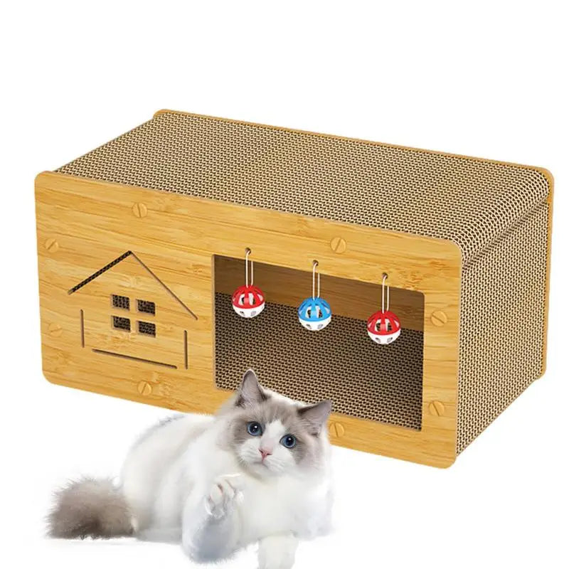 Heavy Duty Cat Scratcher Box Scratch Pad Cardboard Pet Lounger Box Spacious Scratching Lounge Bed Kitten Cat Pet Sleeping House