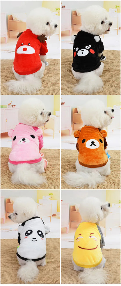 XS-XL Cute Winter Small Dog Cat Warm Vest Fleece Cartoon Printed Puppy Pet Cat Dog Clothes for Small Medium Dog Hoodie Chihuahua