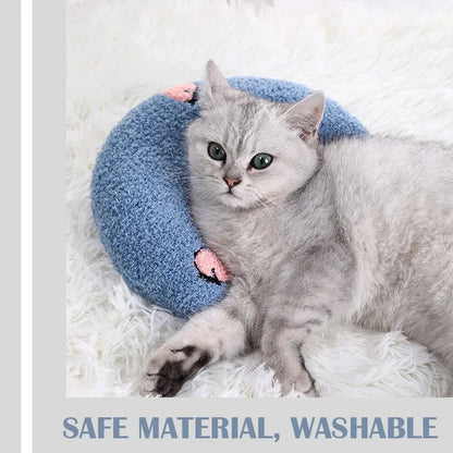 Small Pillow for Pet Cats Dogs Sleeping Mat Neck Guard U-shaped Pillow Soft and Thick Bite Resistant Winter Warm Comfort Pillow