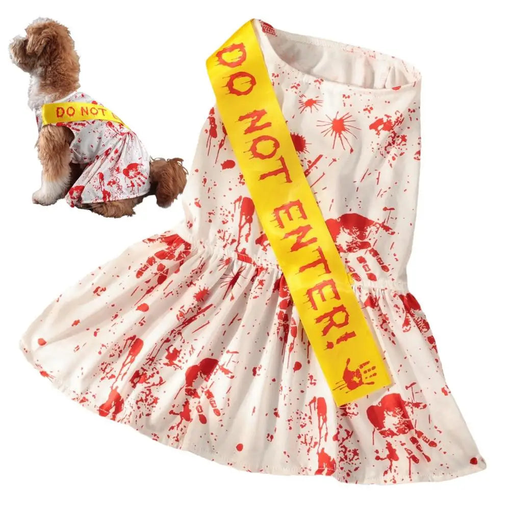 Dog Halloween Clothes Pet Dress Bloody Halloween Costume Dog Halloween Blood Skirt Halloween Seals Clothes Puppy Cosplay Costume