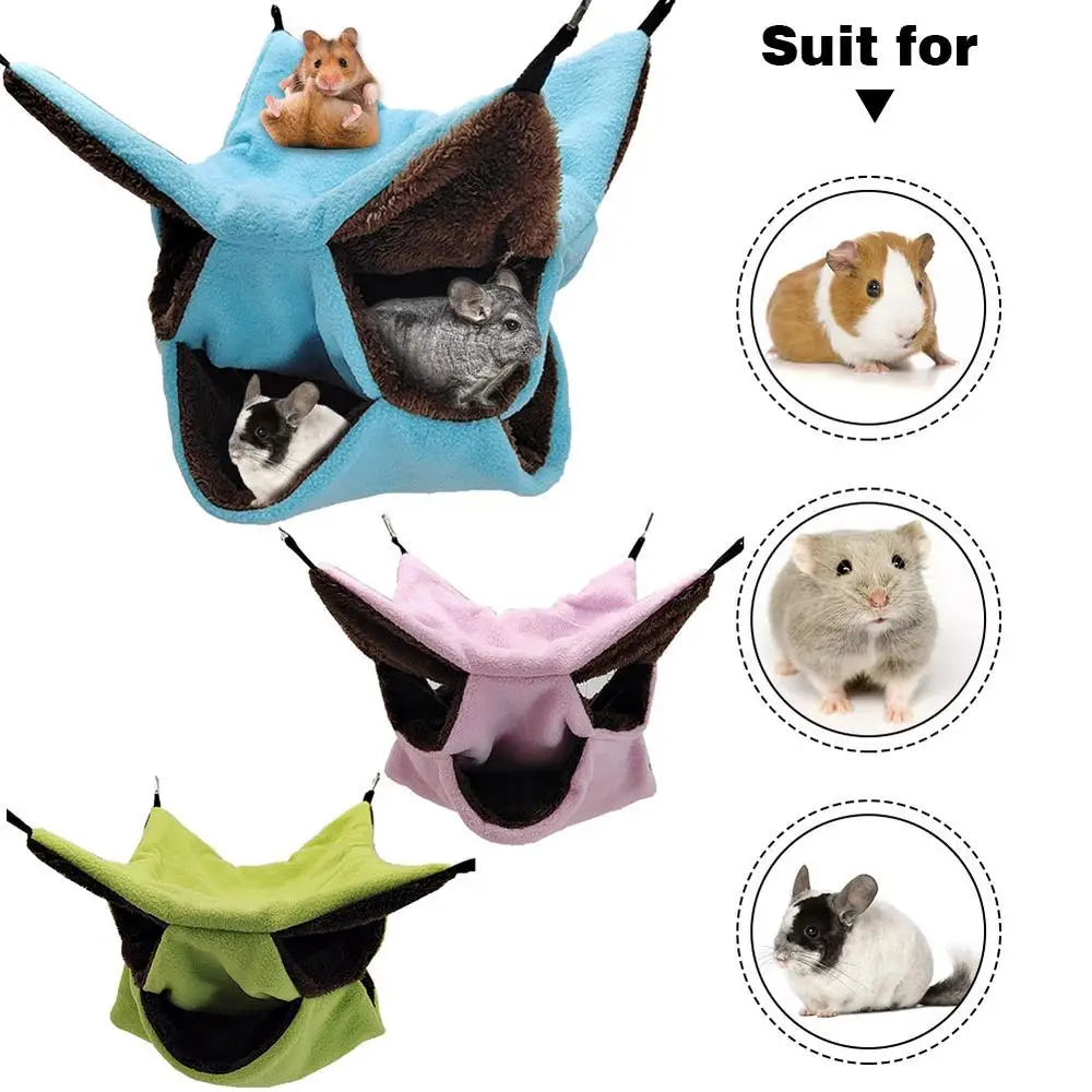 Pet Hammock 3layer Thick Plush Soft Warm Hanging Nest Sleep Bed For Small Pet Hamster Ferret Squirrel Chinchillas Pet Supplies