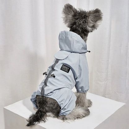 Dog Raincoat Quick Dry Pet Reflective & Adjustable Rain Poncho Jacket Waterproof & Windproof Puppy Hooded Cloak 4 Legs Raincoat