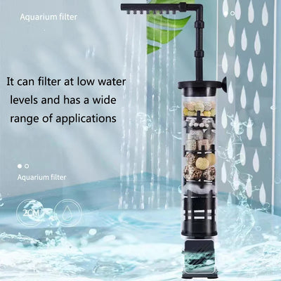 Aquarium Filter 4in1 fish tank filters for Fecal Suction  Water Purification High-efficiency Filtration With Filter Balls Pump