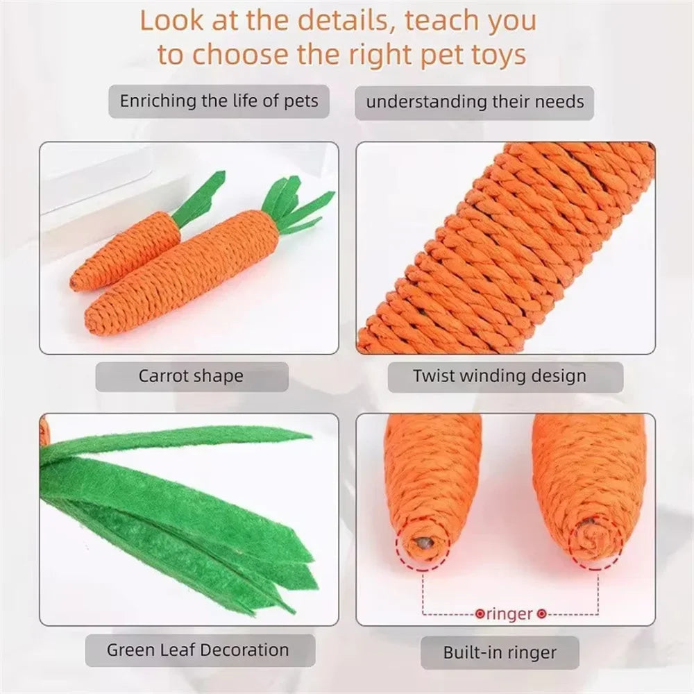 Cat Toys Simulation Carrot Sounding Pet Toys For Kitten Dogs Sisal Teeth Grinding Squeak Interactive Cat Chew Toy Pet Supplies