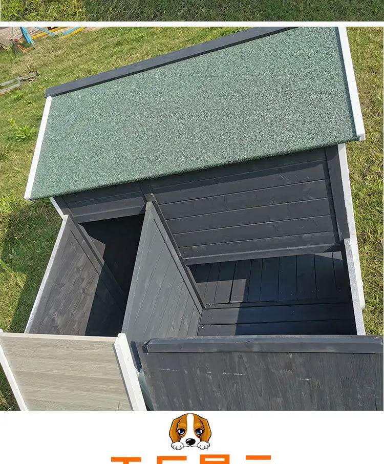 Dog House Outdoor Solid Wood Kennel Outdoor Rain and Sun Protection Dog House Medium and Large Kennel Dog Villa Wooden Pet Nest