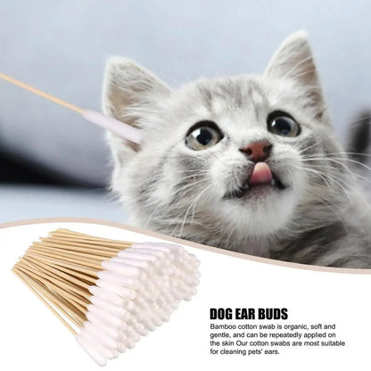 100pcs Pet Dog Ear Cleaner Cotton Buds Dog Ear Cleaner Cotton Swab Sticks Swab Sticks For Cat Pets Cleaning Supplies