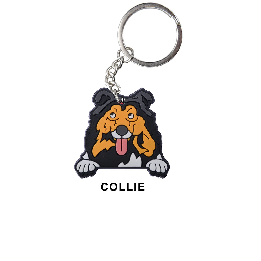 Cartoon Cool Dogs Keychains Bulldog English Springerspaniel Keyrings Maltese Greyhound Key Chains Husky Keeshond Key Rings Gifts