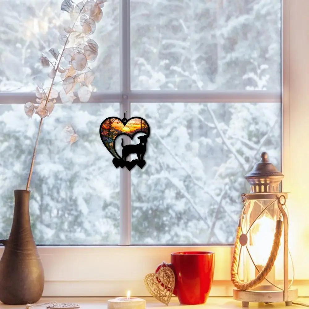 Dog Memorial Sun Catcher Pet Loss Sympathy Gift for Dog Lovers Dog Memorial Sun Catcher for Home Garden Wall Window Bereavement