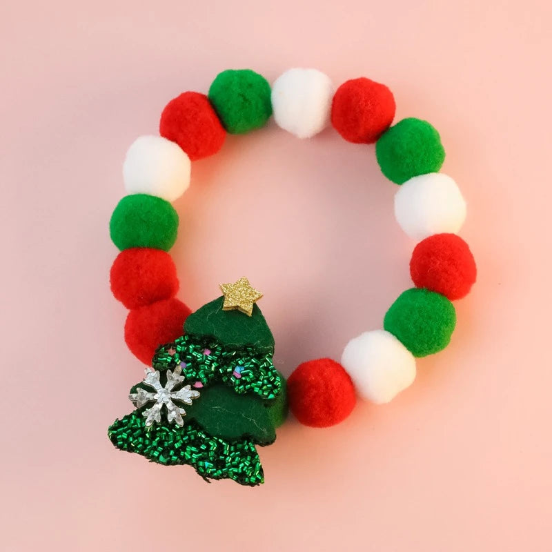 Christmas Necklace for Pet Dogs Sequins Bow Knot Candy Green Fluffy Chihuahua Small Puppy Collars Designer Fancy Cat Accessories