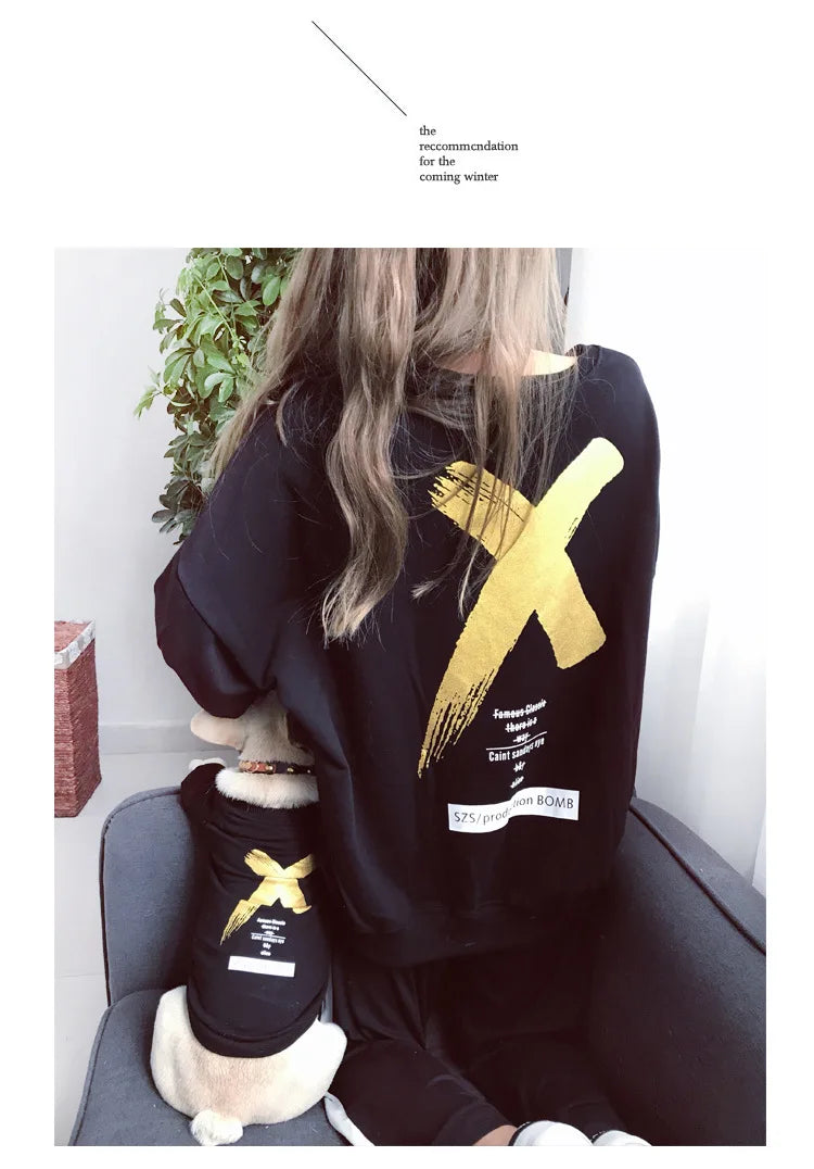 Pet Clothes  Dog Clothes Parent-child Wear Spring and Autumn Korean Version Printing Pure Cotton Two Colors Seven Sizes