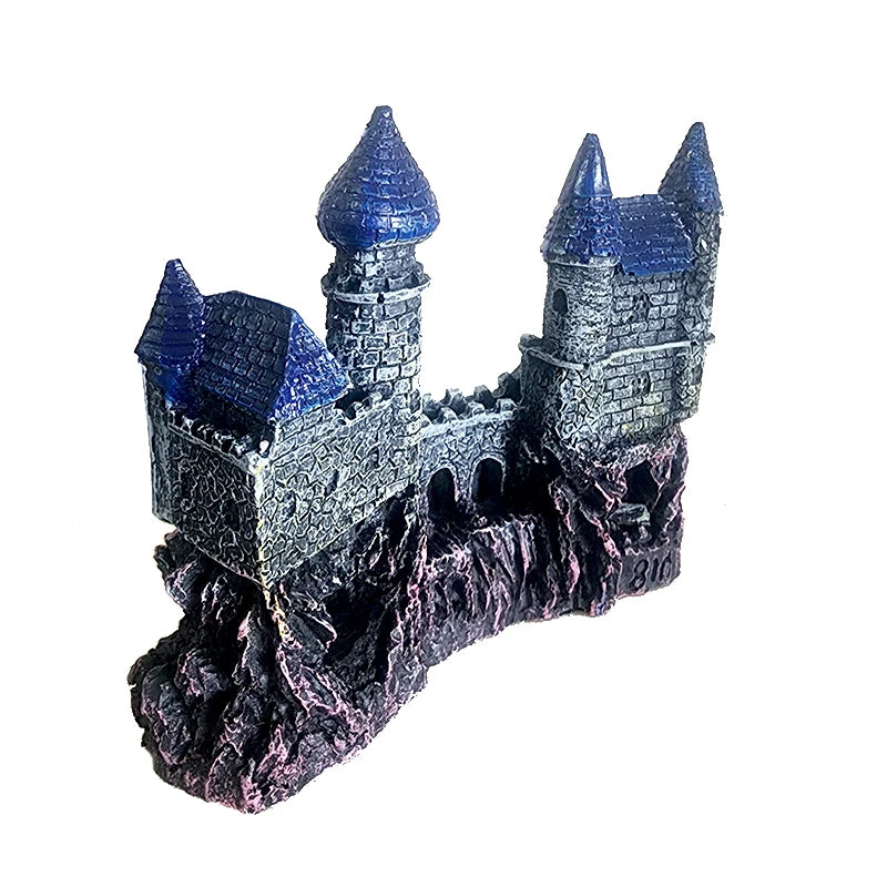 Resin Artificial Fish Tank Ancient Castle Decoration Aquarium Rock Cave Building Decoration Aquatic Landscaping Ornament Decor