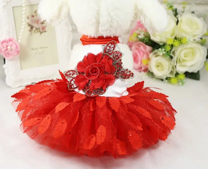 10PCS Pets Accessaries Dogs Cats Princess Flower Lace Dress For Pet Wedding Party Spring Summer small Teddy girl ropa para perro