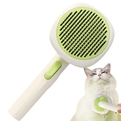 Cat Deshedding Brush Cat Brush For Shedding Curved Comb Teeth Brush With Release Button Portable Pet Massage Brushes For Massage