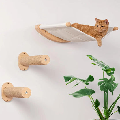 Wall Mounted Cat Climbing Shelves Cat Steps With Felt Scraper For Cat Scratching Post Tower Tree Toys Pet Furniture Wooden