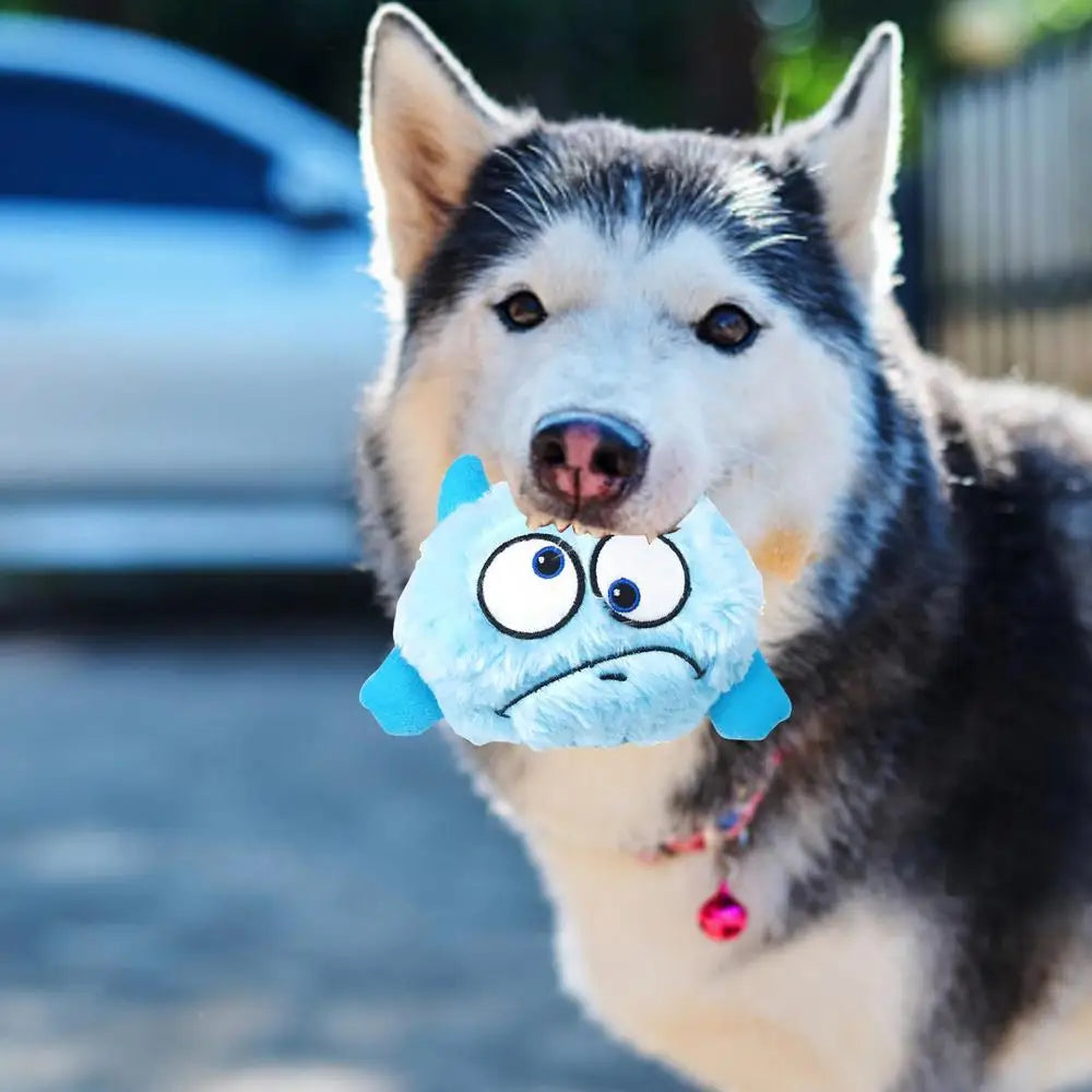 Dog Plush Toy Squeaky Bouncing Puppy Teething Balls Interactive Stuffed Bite Toys With 3 Batteries For Cats Pets Calming Fetch