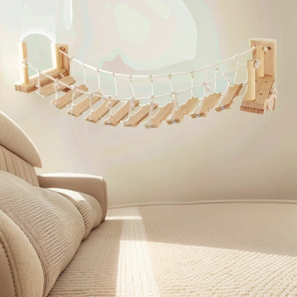 Cat Tree Climbing Shelves Wall Mounted Cat Furniture 50cm&100cm Cat Bridge Hammock Set with Ladders Scratching Posts Platform