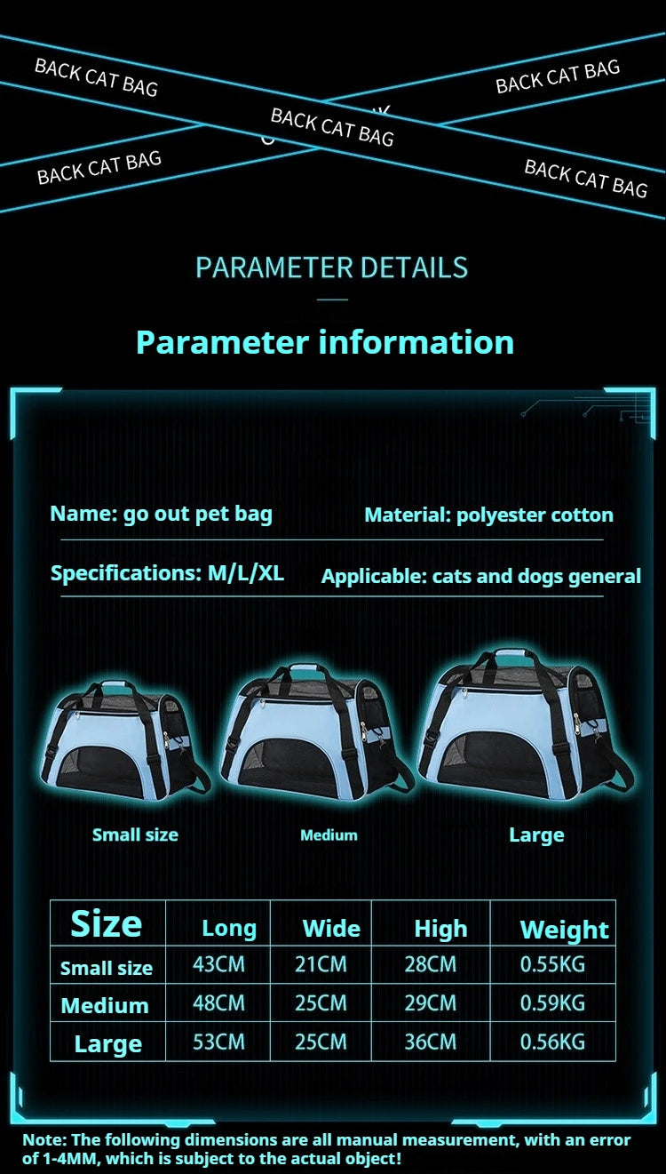 Portable Dog Cat Carrier Bag Pet Puppy Travel Bags Breathable Mesh Small Dog Cat Dogs Outdoor Tent Carrier Outgoing Pets Handbag