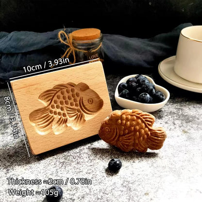 1PC Wood Cookie Mold, Animals Patterns, 3D Carved Embossed Biscuit Cutter Moulds, Fish, Bird, Bear, Sheep, Tiger, Horse, Squirre