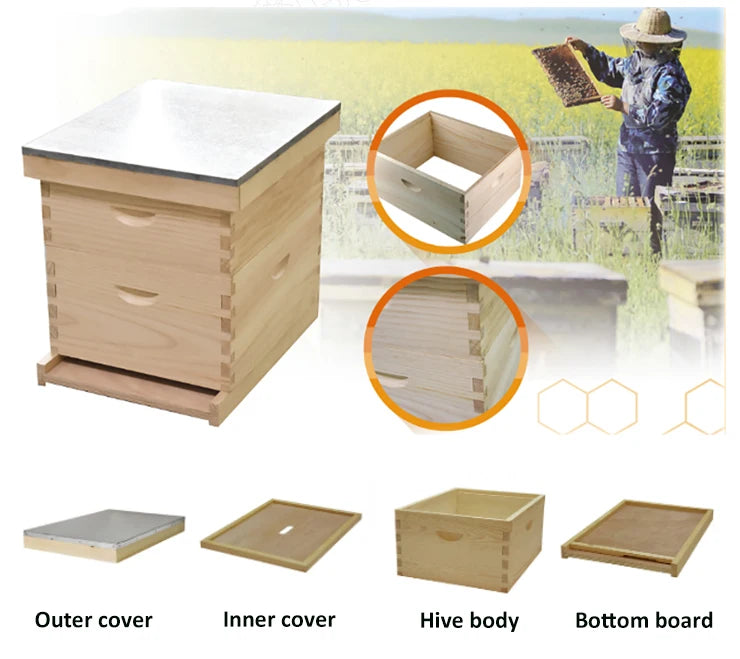 Benefitbee 8 or 10 frames New Zealand pine Langstorth bee hive wooden beehive