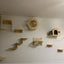 Wall Mounted Cat Climbing Wooden Shelves Cat Hammock Hanging Bed with Jumping Platform and Stairway for Kitten Playing and Rest