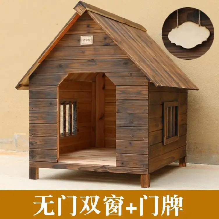 Outdoor Kennel Warm Small Stable Puppy Dog Pet Nest Bed Corgi Waterproof Cover Wooden House Solid Wood Golden Retriever