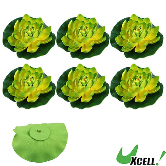 UXCELL 6pcs Artificial Decorations Floating Lotus Flower for Fish Tank Artificial Lotus Flower Plastic Decorative Ornaments