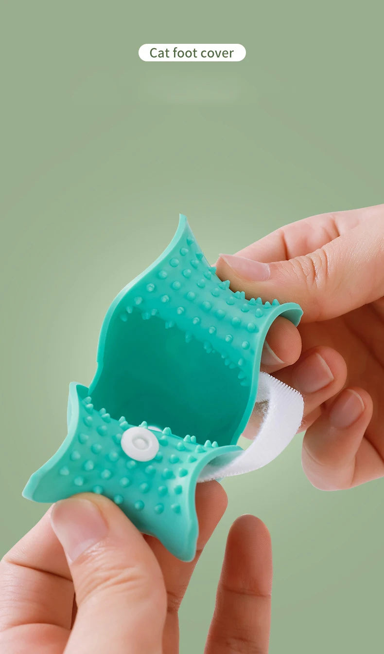 Silicone Anti-scratch Cat Foot Shoes for Grooming Bath Washing Claw Paw Cover Protector Silicone Pet Grooming Tools
