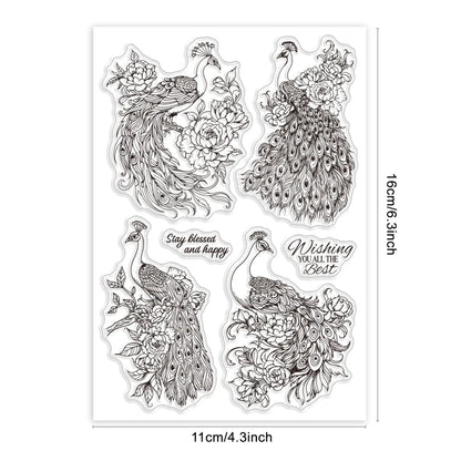 1pcs Bird Branch Silhouette Clear Stamps Birds Trees Clear Rubber Stamps Silicone for DIY Scrapbooking Photo Album 6.3x4.33inch