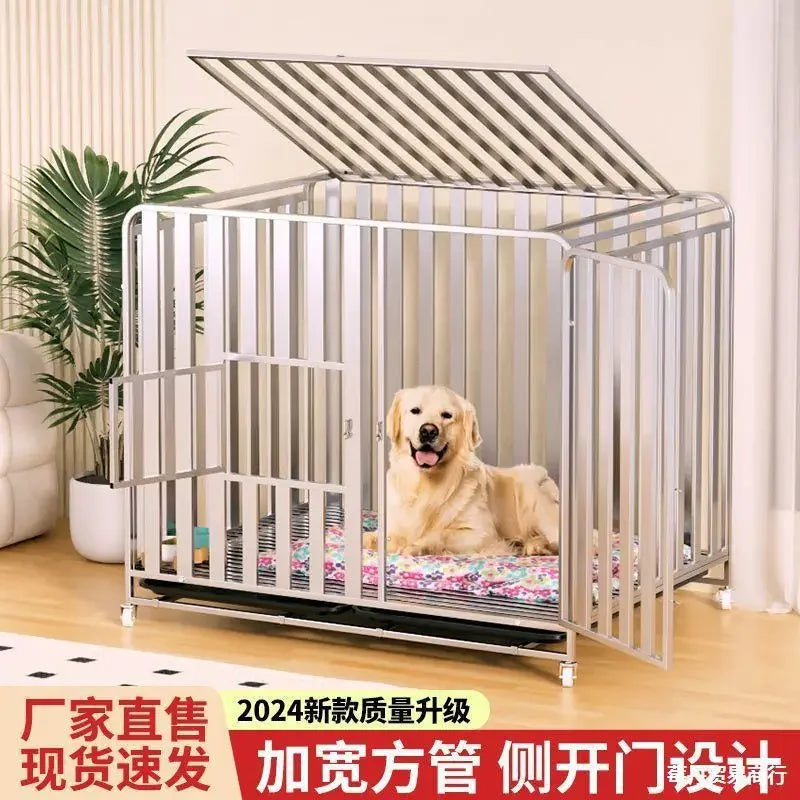 Full Square Tube Dog Cage Medium Large Dog Indoor and Outdoor Toilet Small Dog Labrador Golden Retriever Pet