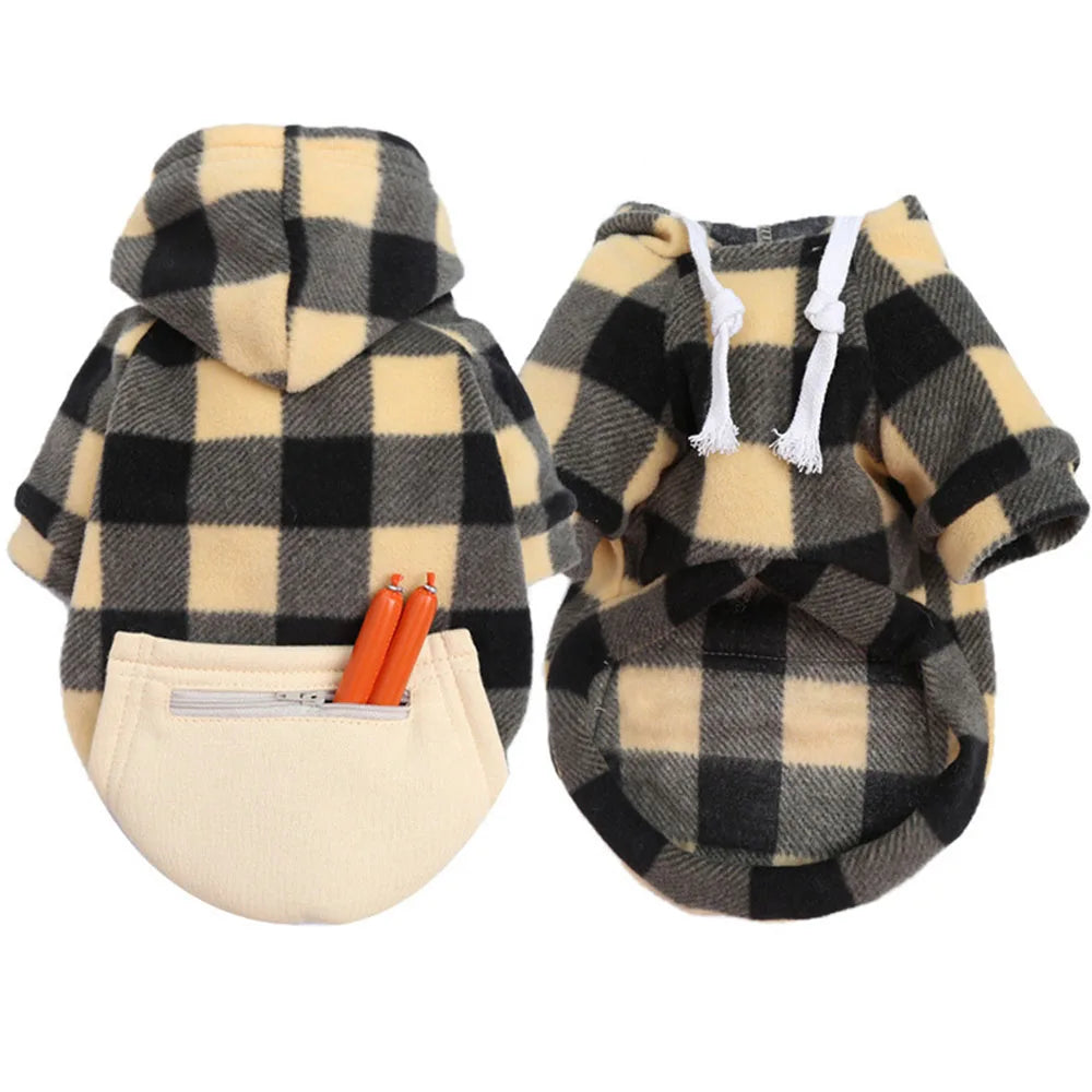 Winter Warm Pet Dog Clothes Plaid Printing Big Dog Coat Outfit for Large Dogs Labrador Hoodies Sweater Gold Retriever Clothing