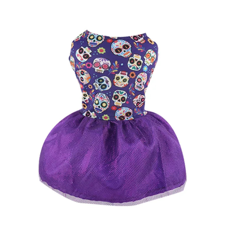 Halloween Dog Dress Pumpkin Pattern Bowknot Funny Skirt Chihuahua Bichon Dog Dresses Festival Puppy Costume Pet Cat Dog Clothes