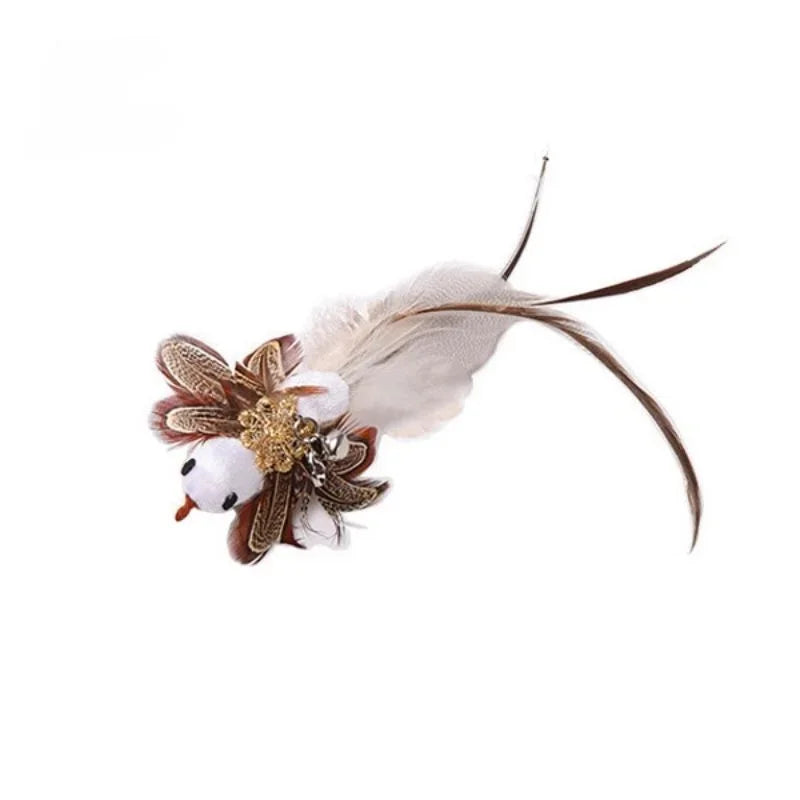 Funny Cat Stick Toy Furry Feather with Bell Cat Stick Toy Kitten Playing Pet Accessories Worm on A String Cat Toys Interactive
