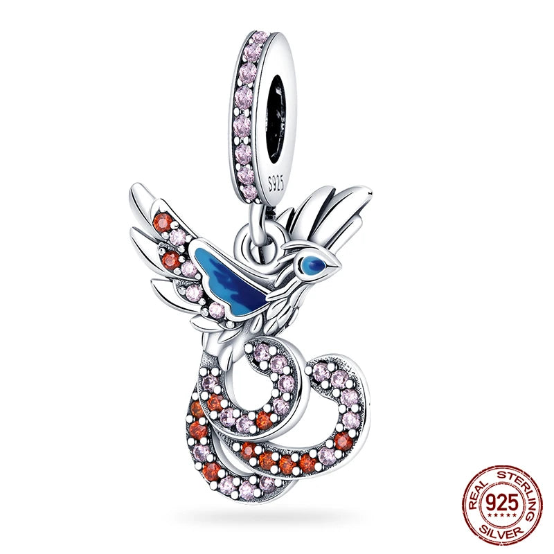 Fit Pandora 925 Original Bracelet 925 Silver Plate Flower Bird Series Charms Beads For Women Fashion DIY Jewelry Gifts Making