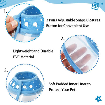 Pet Recovery Dog Cones Cat Cones After Surgery Adjustable Breathable Dog Cone Collar Soft Plastic Puppy Elizabethan E-Collar